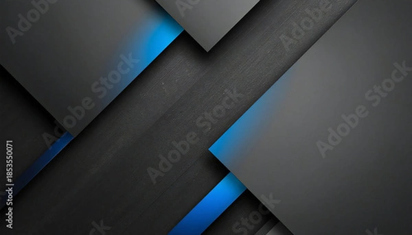Obraz Dark Abstract Geometric Background with Blue Accent.