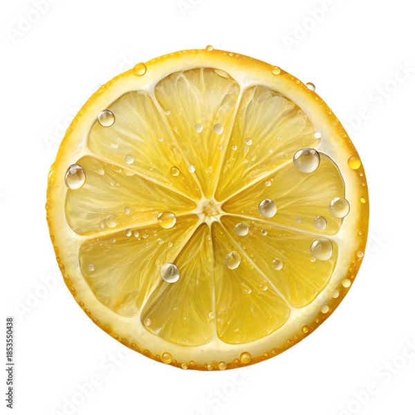 Obraz Fresh lemon slice isolated on transparent background