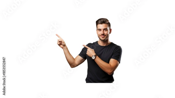 Obraz Man pointing and smiling