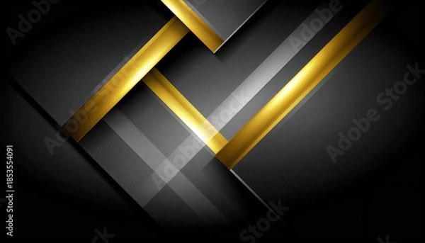 Obraz ゴールドアクセントが際立つブラックの抽象幾何学背景。