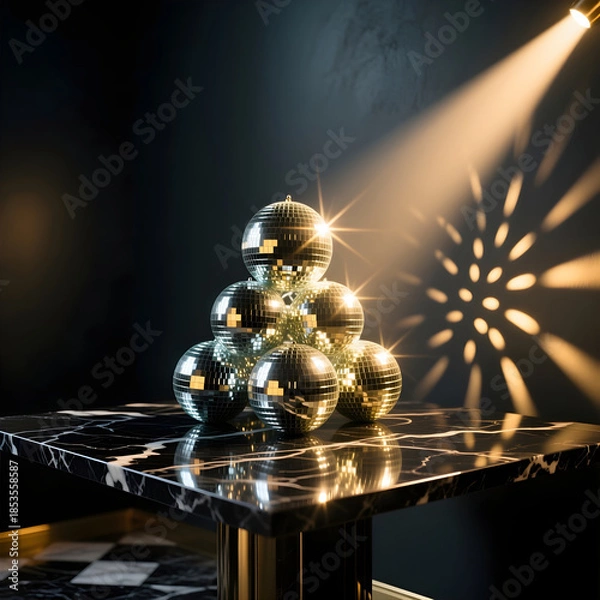 Obraz disco balls arranged on a table