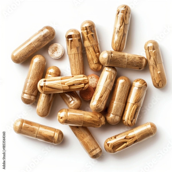 Obraz Ashwagandha Capsules on white background
