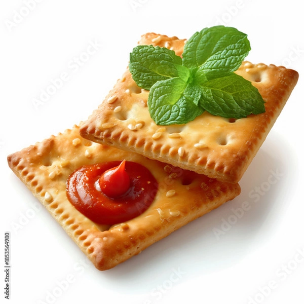 Obraz Crackers with butter on isolated background