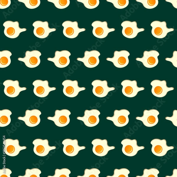 Obraz Fried eggs background seamless pattern. Sunny side up egg decorative background. Egg breakfast vector design for fabric