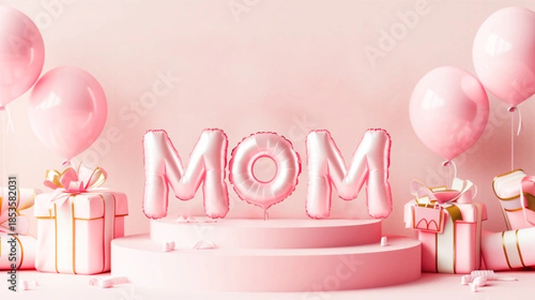 Obraz Minimalistic 3D pink banner background perfect for Mother's Day
