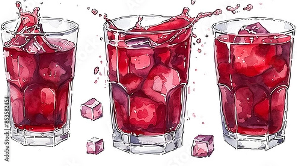 Obraz Set of swirling and splashing red wine