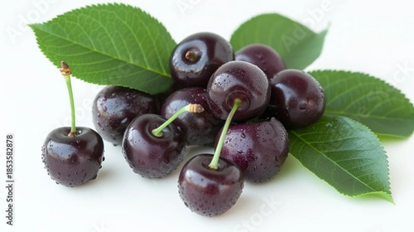 Obraz Singular ripe cherry, glistening with freshness