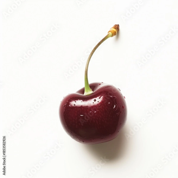 Obraz Singular ripe cherry, glistening with freshness
