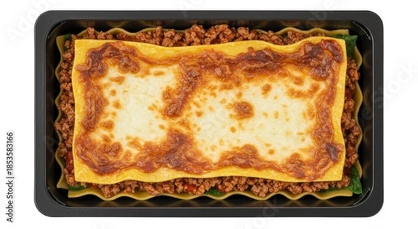 Obraz Delicious Lasagna with Meat and Cheese in Baking Tray