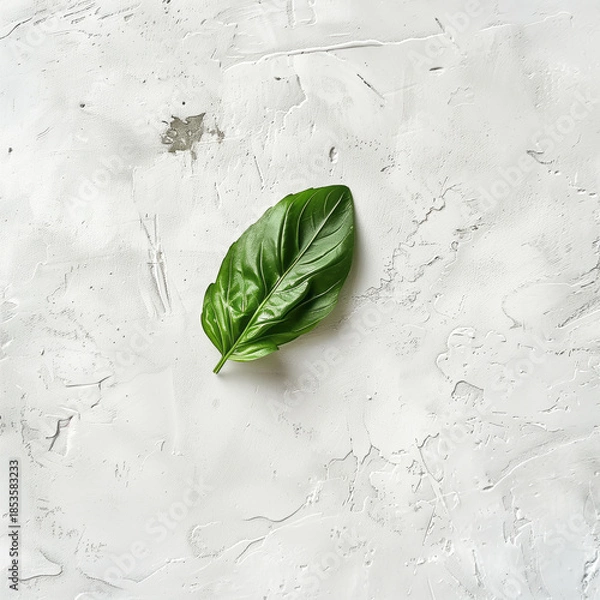Obraz Solitary aromatic basil leaf