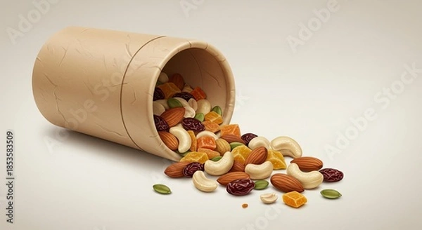 Obraz Delicious Mixed Nuts and Dried Fruit Spill from Container