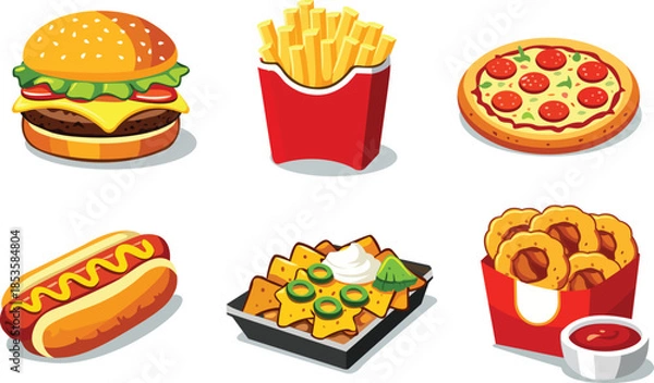 Obraz fast food icons set