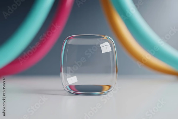 Obraz Empty Glass UI with Copy Space and Looping Background Elements