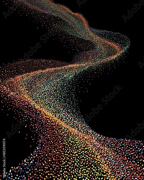 Obraz Tiny bright dots flowing, joyful pattern, dynamic cheerful stream