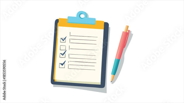 Obraz vector Checklist on clipboard with pen