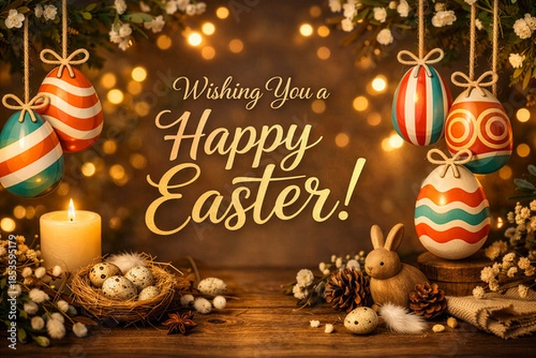 Obraz Warm and Rustic Happy Easter Greeting