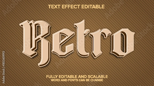 Fototapeta 3d text effect retro vector editable