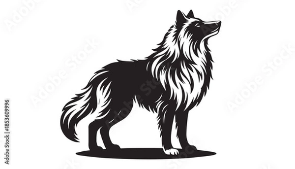 Obraz black color wolf silhouette vector illustration, solid white background