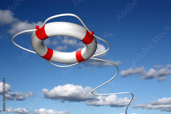 Obraz Lifebuoy ring flying in the sky