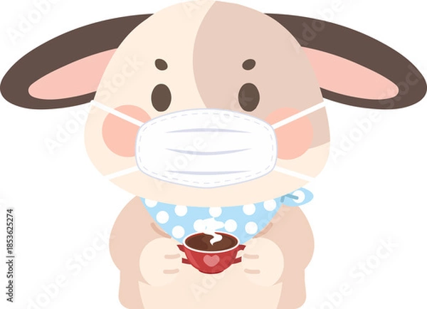 Obraz Rabibt Wearing Mask While Holding Hot Chocolate