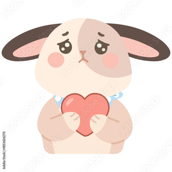 Obraz Sad Cartoon Bunny Holding a Heart