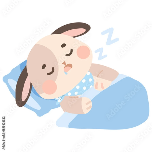 Obraz Cartoon Bunny Sleeping Illustration