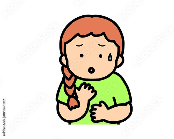 Fototapeta 心配する　茶髪の女の子