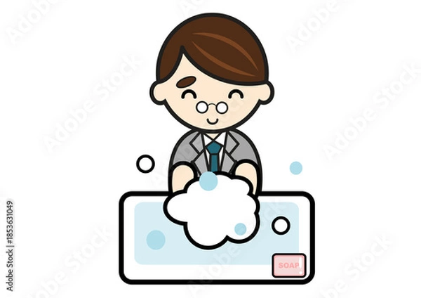 Fototapeta 手を洗うビジネスマン