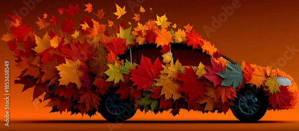 Fototapeta  Autumn Leaf Car 