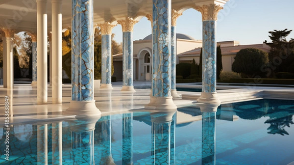 Fototapeta Ornate Columns by the Pool 