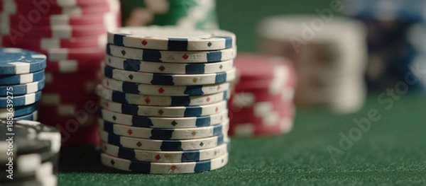Fototapeta Stacked Poker Chips