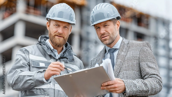 Fototapeta Construction Site Discussion 