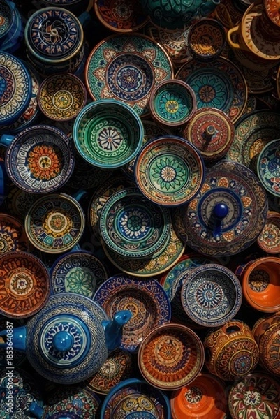 Fototapeta Vibrant ceramic bowls display