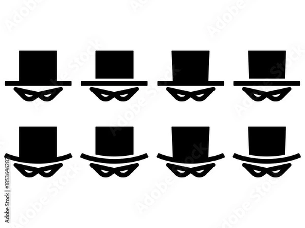 Obraz 怪盗・シルクハットと仮面アイコンセット