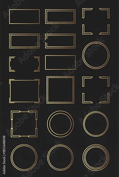 Obraz Luxury Gold Border Designs: Elegant Frames for Invitations & Decor