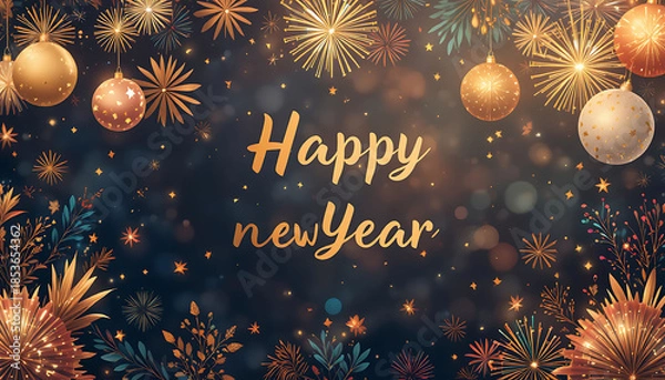 Obraz Happy new year background with fireworks