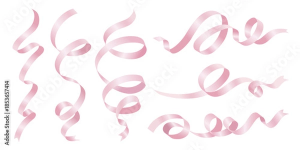 Obraz Pink ribbon on white background Vector illustration