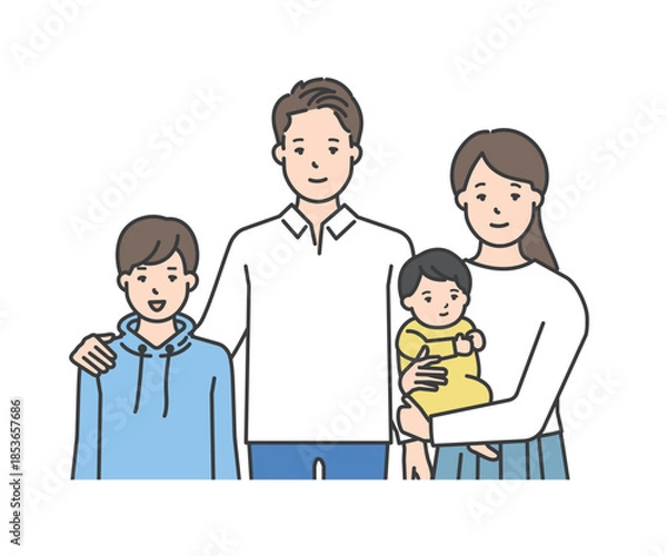 Fototapeta 家族のイラストベクター素材（2世代4人）