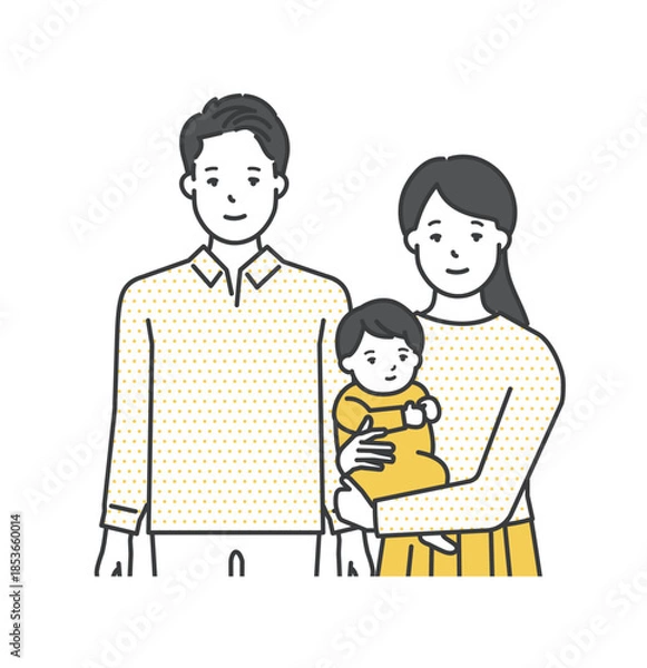 Fototapeta 家族のイラストベクター素材（2世代3人）