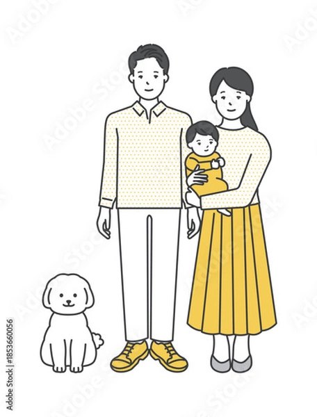 Fototapeta 家族のイラストベクター素材（2世代3人）