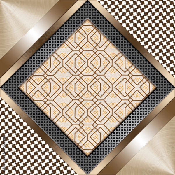Obraz abstract geometric pattern in gold metal