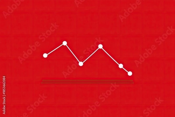 Obraz Simple line graph on red background