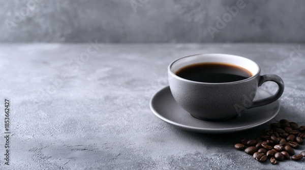 Obraz カップに注がれたコーヒーとコーヒー豆