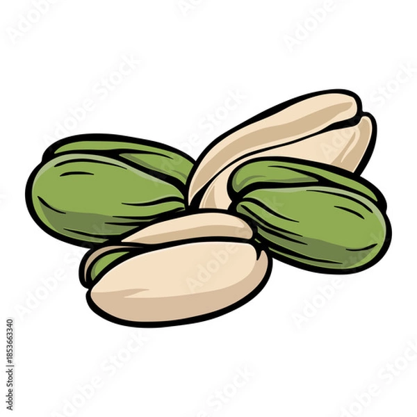 Fototapeta Pistachio nuts with open shells and kernels without background.