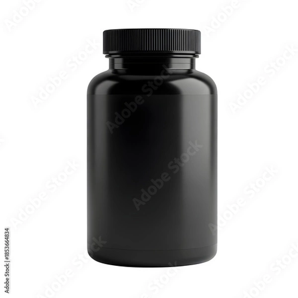 Obraz Black Supplement Bottle isolated on transparent background