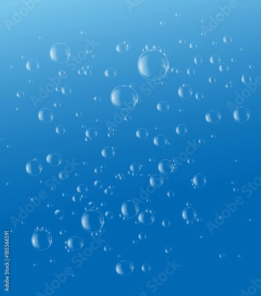 Fototapeta Soap or Water bubbles Drop Underwater on Light Blue background .vector design element EPS10 illustration