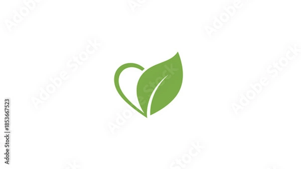 Obraz Green Leaf Heart Shape Eco Symbol.