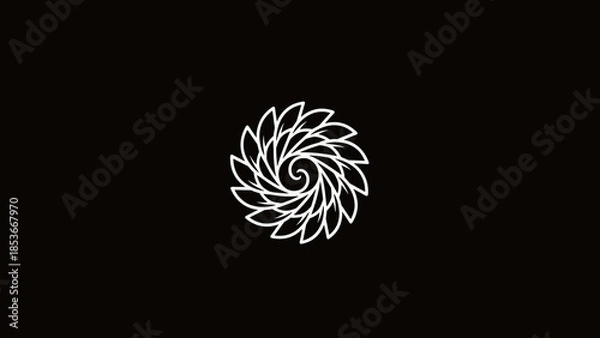 Obraz White Spiral Design Element on Black.