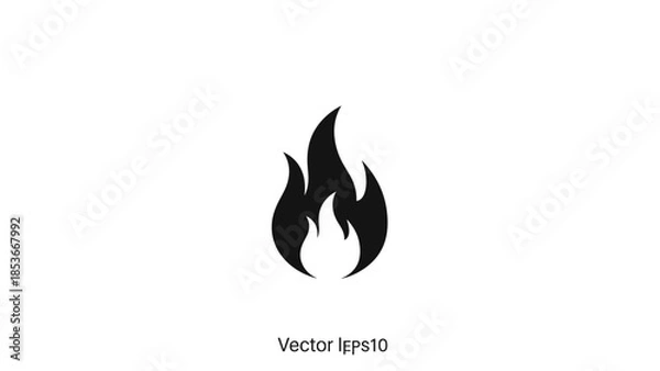 Obraz Black Flame Icon Vector Illustration.