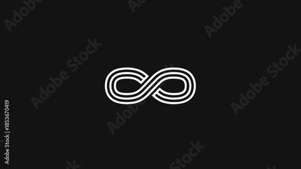 Obraz White Infinity Symbol on Black Background.